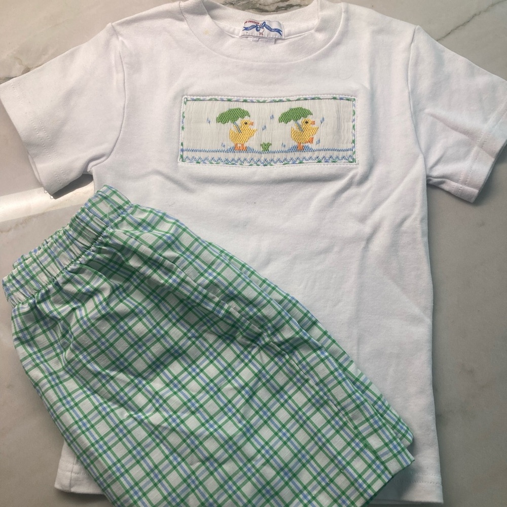 Silly Goose smocked set; size 3